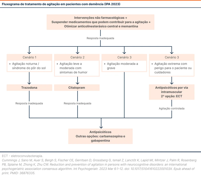 Fluxograma de tratamento de agitação em pacientes com demência (IPA 2023)